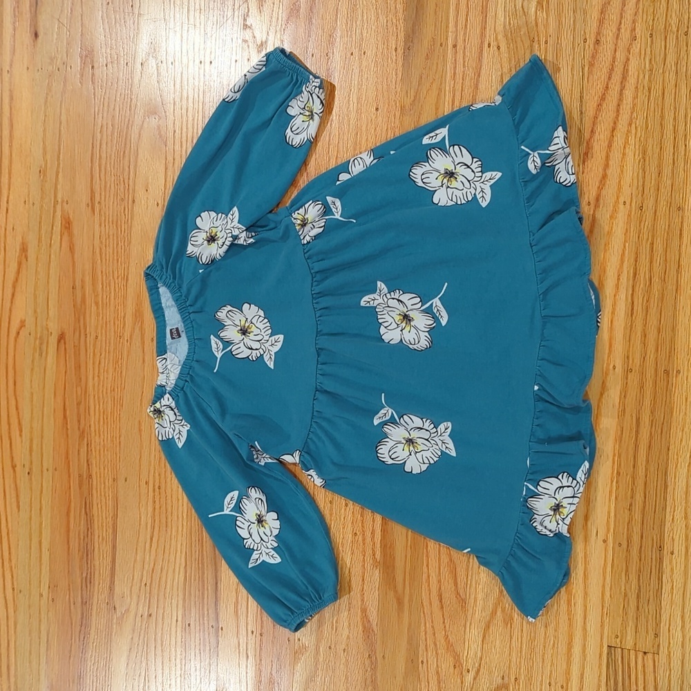 Tea Collection Girl Floral Lush Flora Blanca Ruffle Hem Dress - Picture 2 of 8